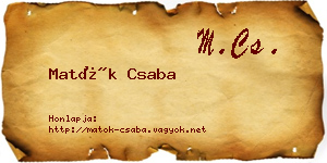 Matók Csaba névjegykártya